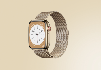 Часы Apple Watch Series 8 GPS + Cellular 45 мм, корпус нержавеющая сталь золото, миланский сетчатый браслет золотой