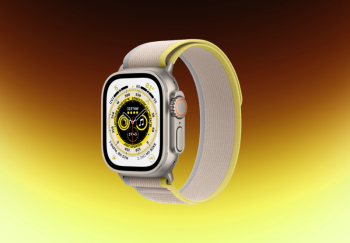 Часы Apple Watch Ultra GPS + Cellular 49 мм, титановый корпус, ремешок Trail цвета Желтый/Бежевый,размер S/M MNHD3